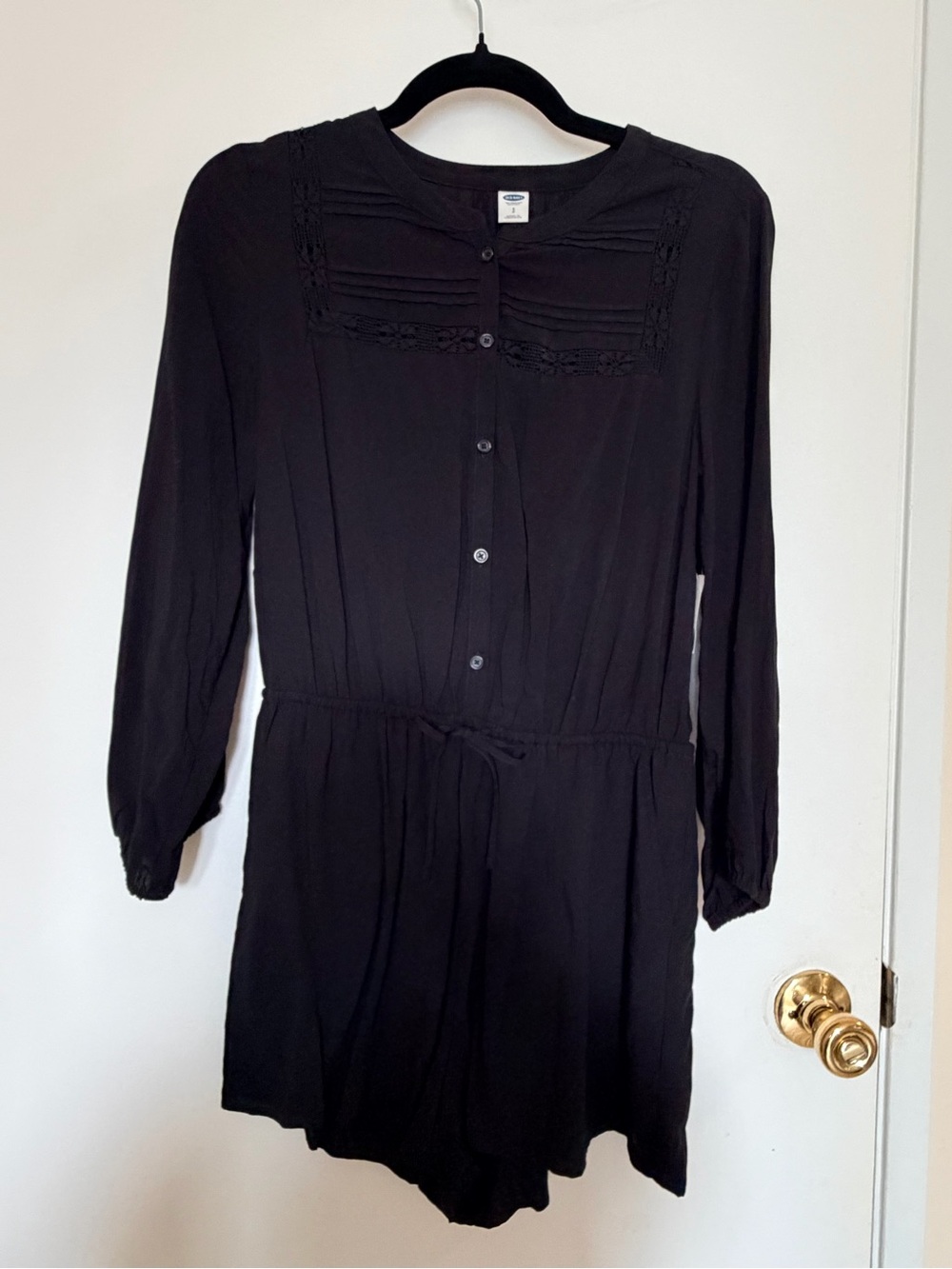 Old Navy Black Long-Sleeve Button Romper